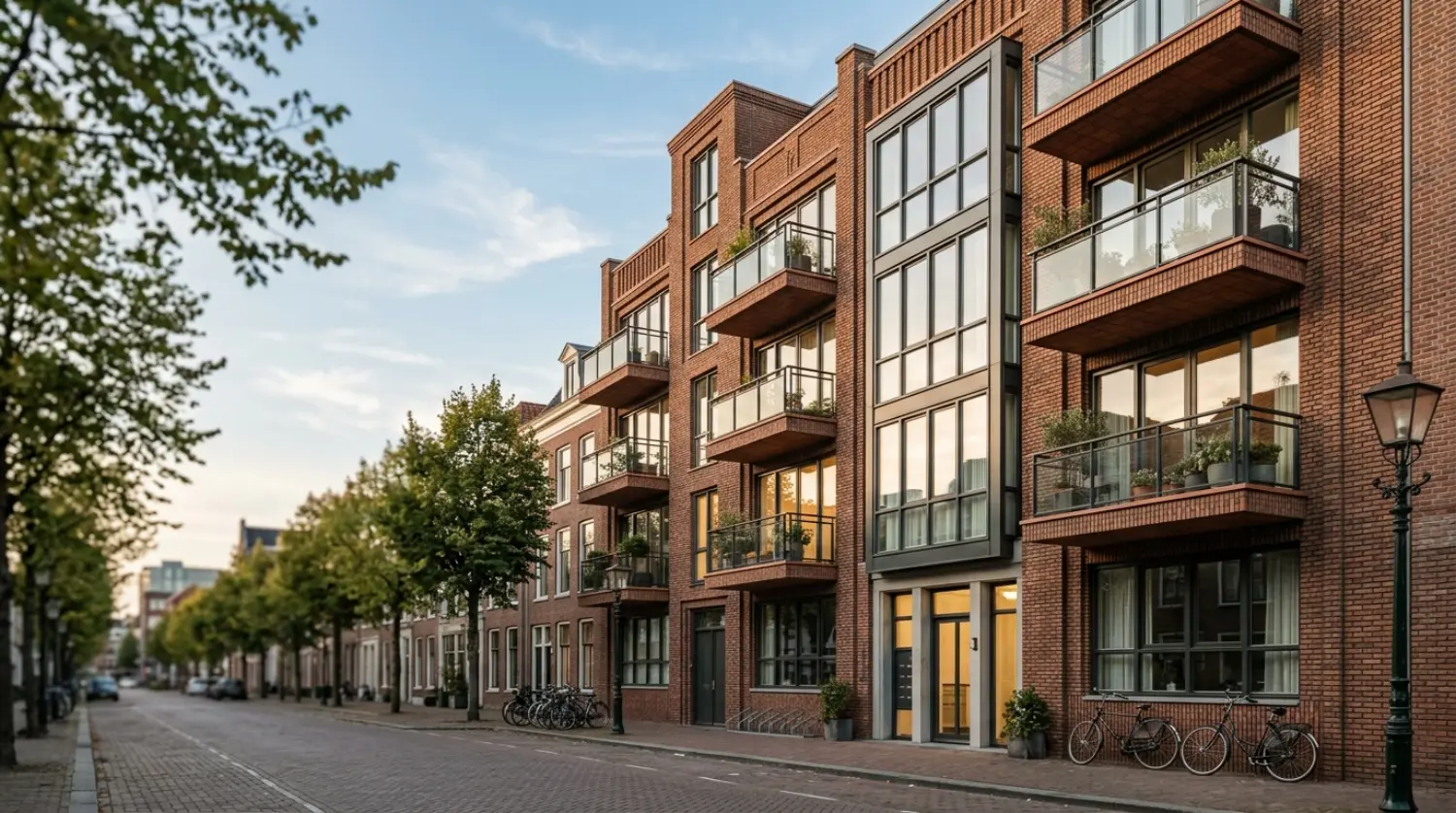 Bakstenen woongebouwen in Den Haag